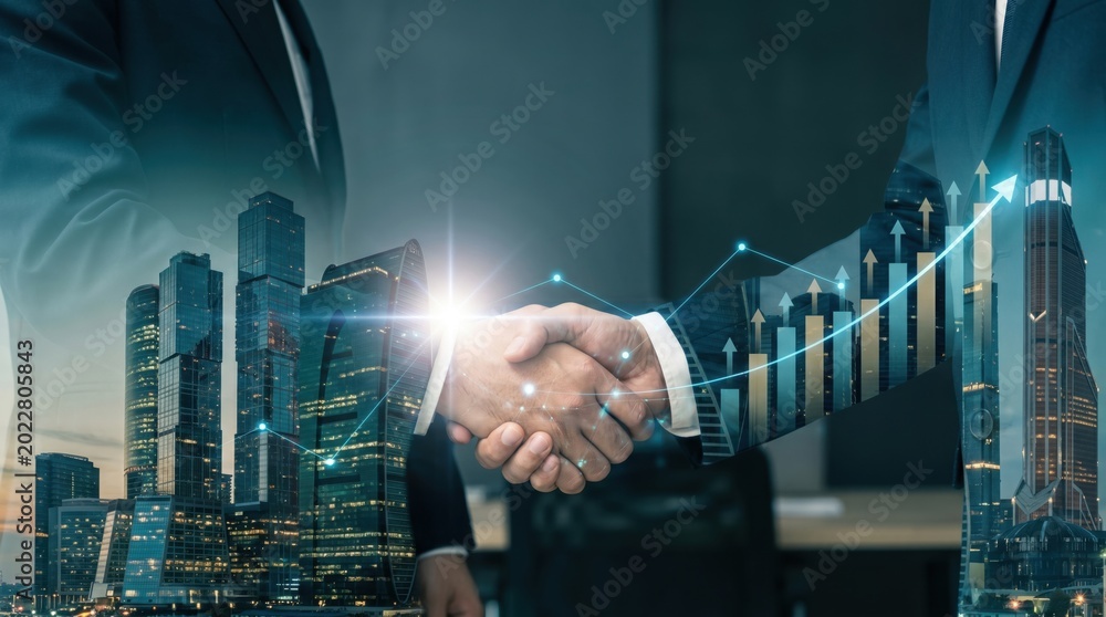 © Macrostock - Businessman shake hand with partner to celebration partnership and business deal for business merger and acquisition, Business cooperation, Investment and finance, Successful business