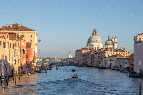 Obraz na płótnie Grand Canal and Basilica di Santa Maria della Salute During Golden Hour in Venic