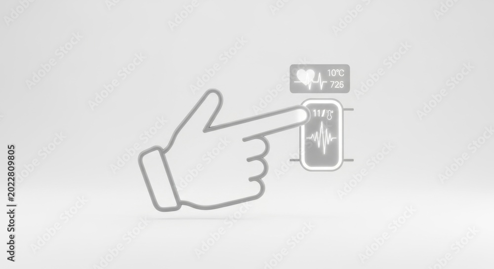 Obraz premium Hand Pointing at Digital Health Monitor
