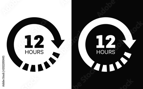  12 HOURS symbol vector icon SVG