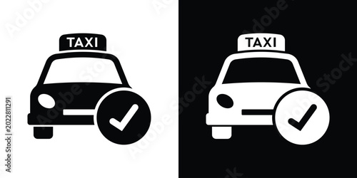 Tableau sur toile Taxi with checkmark symbol icon