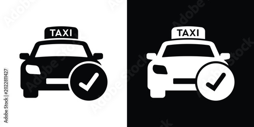 Foto Taxi with checkmark symbol icon