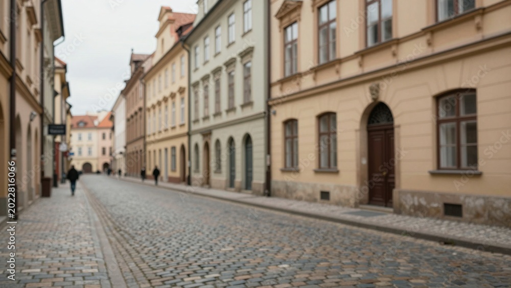 Fototapeta premium Narrow cobblestone street lined with historic buildings