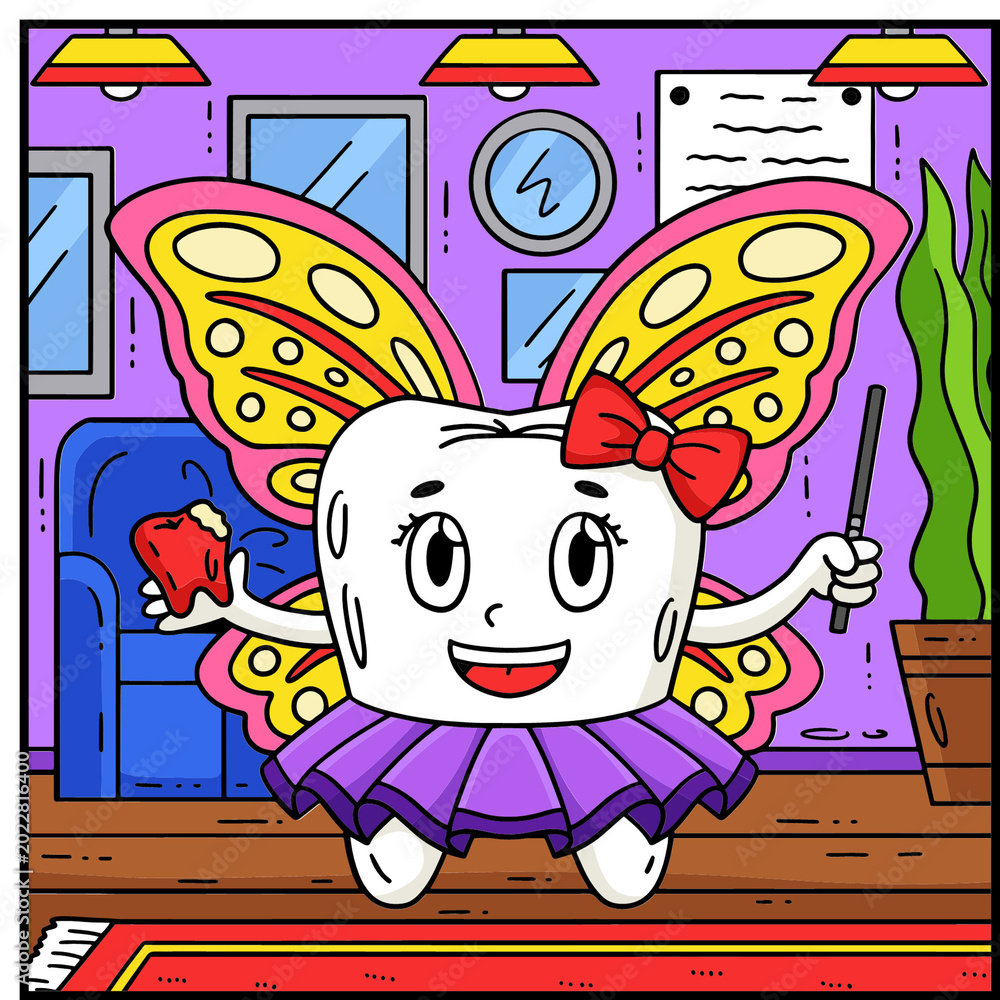 Fototapeta premium Cute Dental Fairy Mascot Cartoon for Kids
