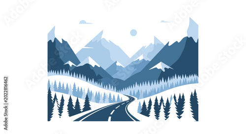 Foto Winter Mountain Road Trip Landscape