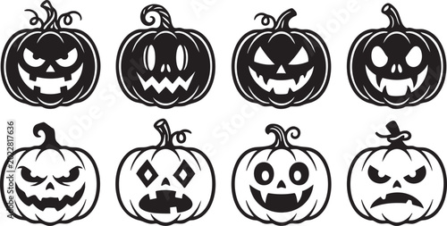 Fotografia Festive pumpkin vector illustration set for autumn and halloween design