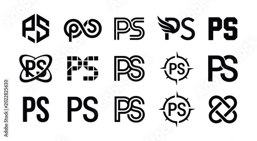 Ps monogram logo collection: diverse lettermark styles with monogram lettermark alphabet initials identity typography creative abstract collection variation stylized business branding