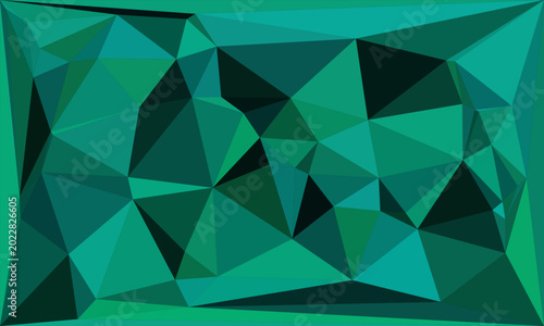 Принти на полотні Abstract turquoise and dark green polygonal background with mosaic triangle pattern