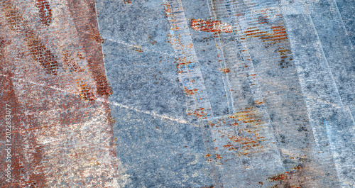 Foto Industrial laser cut metal surface for rust removal has multicolored relief roug