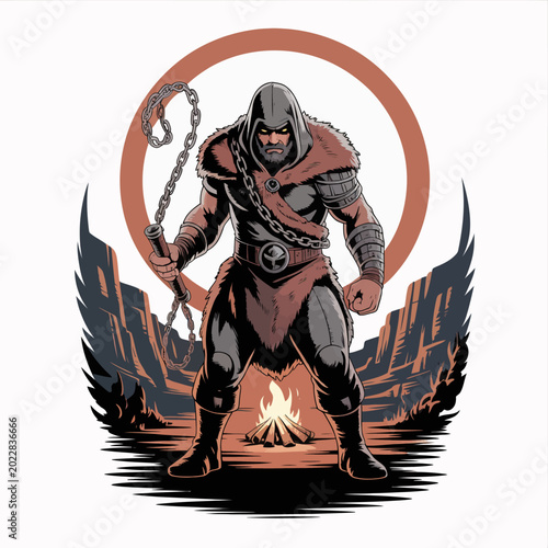Tableau sur toile Fantasy character with chain weapon.
