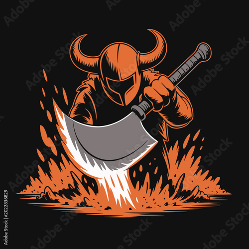 Foto Viking warrior with battle axe.