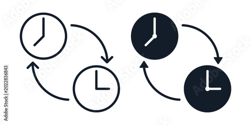 Photos Work Schedule Refresh Icon with Rotation Arrow and Clock Symbol