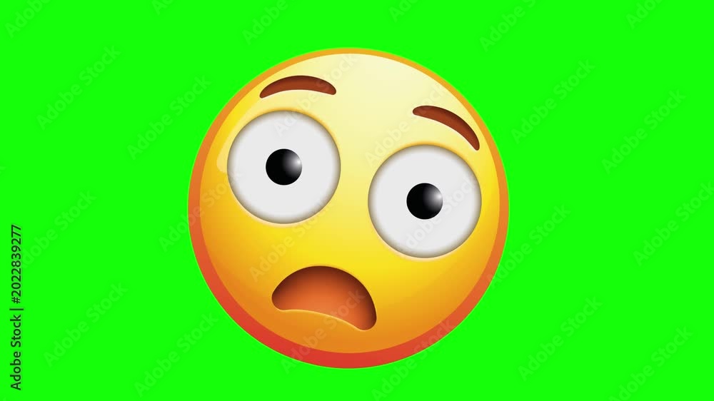 Scared Scree Shocked Scared Emoji Face with Wide Eyes Shaking on Green Screen ...