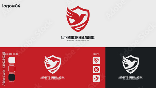 Schilderij op canvas Majestic eagle flying inside a shield emblem security and defence logo