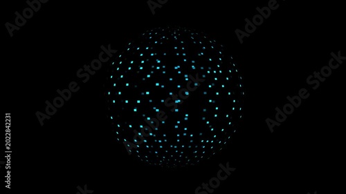3D sphere features an animated digital grid, Data technologic world. High quality 4k footage