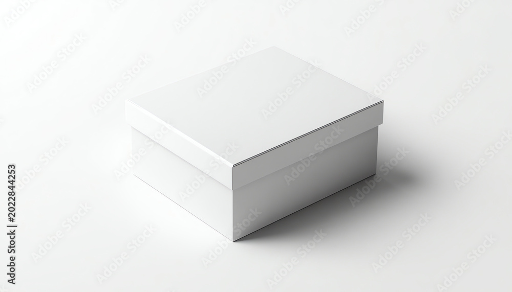 Fototapeta premium White wide horizontal rectangle blank box from top side angle 
