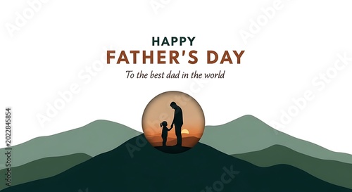 fathers day greeting with silhouette of father and child in circular background