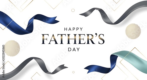 happy father s day greeting with flowing ribbons and geometric shapes celebratory design