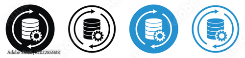 Tableau sur toile Database synchronization, backup, and processing vector icon set