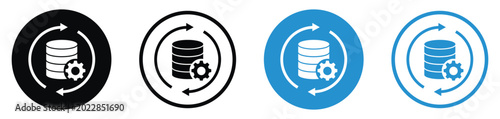 Photos Database synchronization, backup, and processing vector icon set