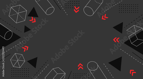 Schilderij op canvas Dark geometric background with cubes arrows and tech accents.