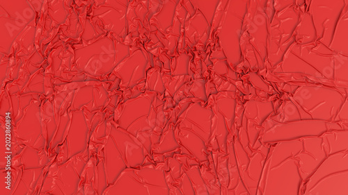 Canvastavla Red Scarlet Crumpled Glossy Fabric Texture Background — Shiny Wrinkled Surface F