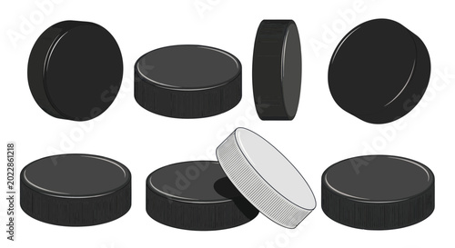 Canvas Print Ice Hockey Puck Collection - Multiple Angles and Views