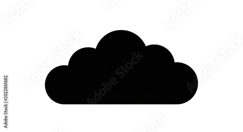 Generic black cloud icon isolated on white background, representing weather, computing, data storage, or network technology