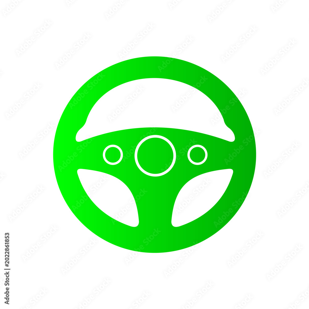 Naklejka premium Green Steering Wheel Vector Icon