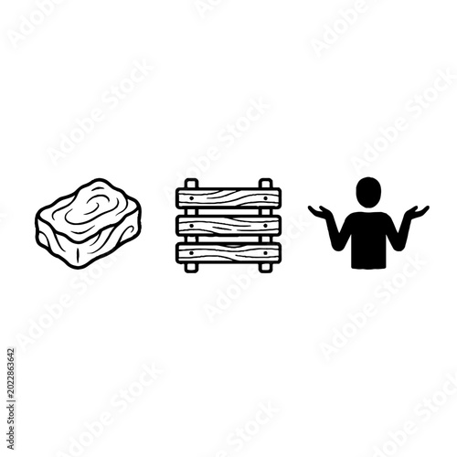 Obraz na płótnie Person with wood and cube objects.