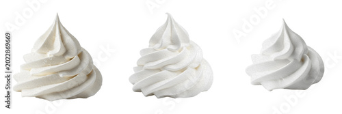Tableau sur toile Swirl of white whipped cream meringue topping isolated PNG.