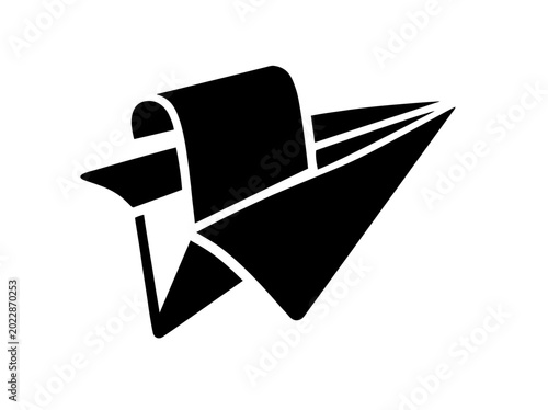 Black paper airplane icon on white background symbol of communication