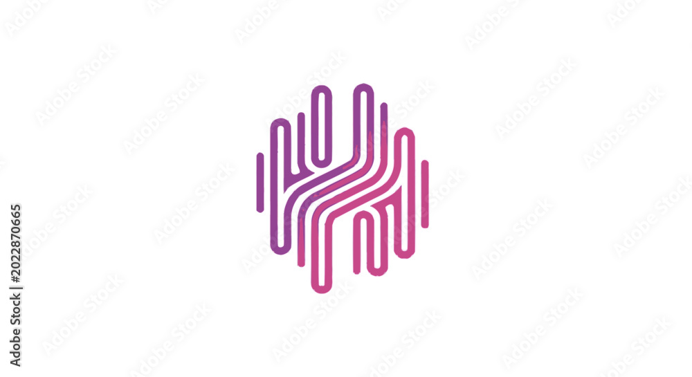 Obraz premium Minimalist abstract purple linear logo on white background