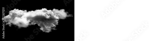 Fotografía Single white cloud isolated on black background isolated on transparent backgrou