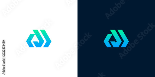 Foto Modern abstract hexagonal logo design representing technology and innovation wit