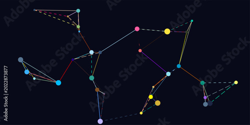 Obraz na płótnie Technology Abstract Network Nodes and Connected Lines on Dark