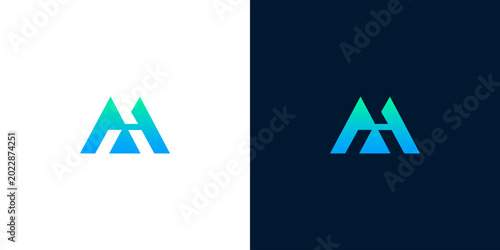 Foto Modern Abstract Letter A Logo Design Template In Blue and Green Gradient Colors
