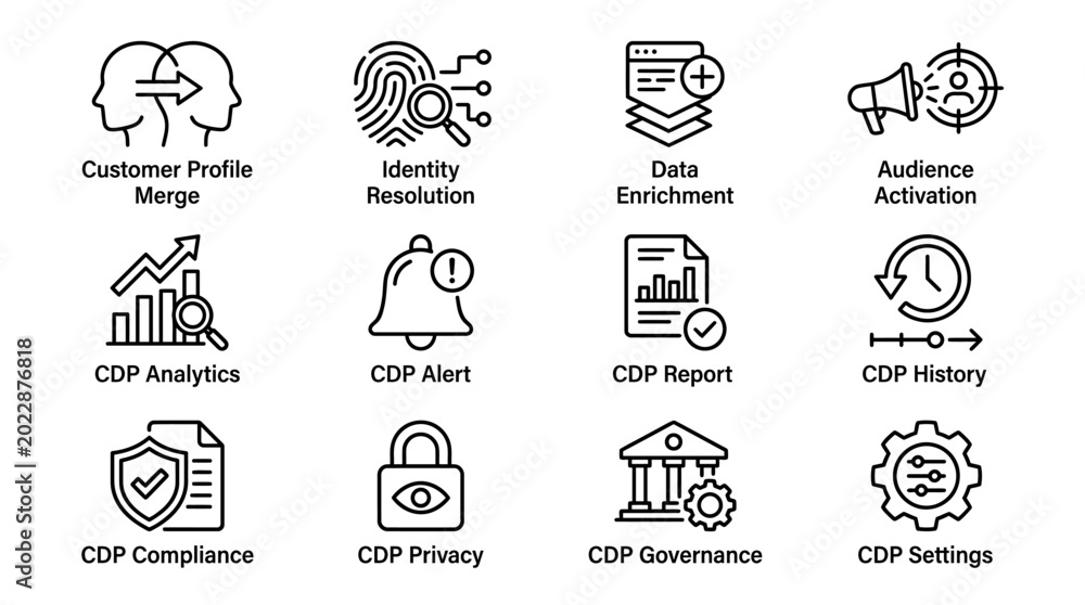 Fototapeta premium Set of Customer Data Platform CDP Business Icons.