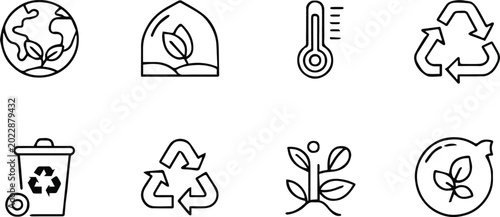 Foto environment sustainability icons vector outline symbols set