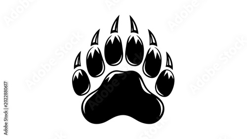 Quadro su tela Black and White Bear Paw Print Graphic Icon
