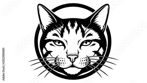 Canvas-taulu Stylized Cat Face Head Logo Vector Illustration