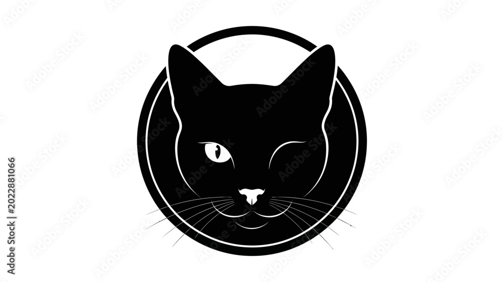 Fototapeta premium Minimalist Winking Cat Vector Logo Design
