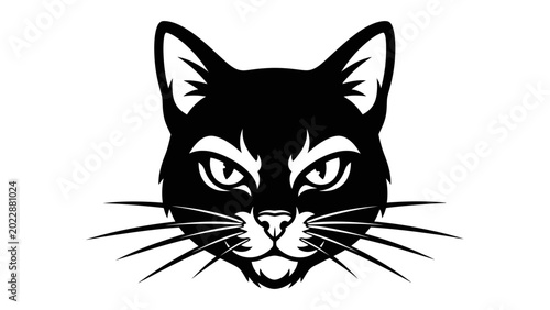 Photography Black Cat Head Illustration Vector Icon