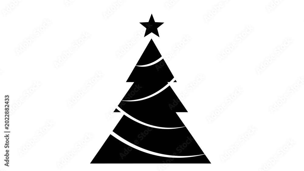 Fototapeta premium Minimalist Black Christmas Tree Silhouette with Star Icon