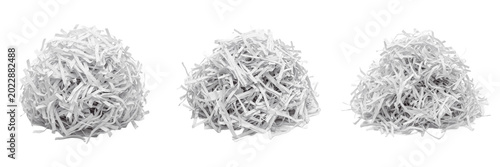 Fotografía Shredded white paper strip pile confetti isolated transparent background recycli