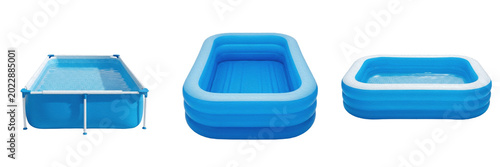 Blue Inflatable Paddling Pool For Kids Transparent PNG Backyard Summer Water Toy Recreation Basin