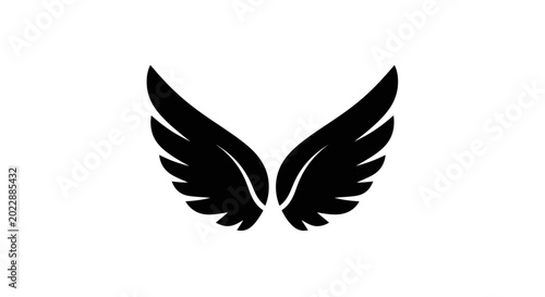Photos Black Angel Wings Silhouette on White Background