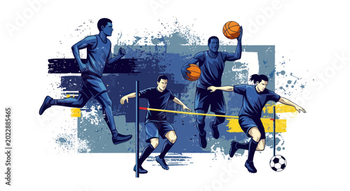 Foto Diverse Sports Athletes Montage, Action Collage