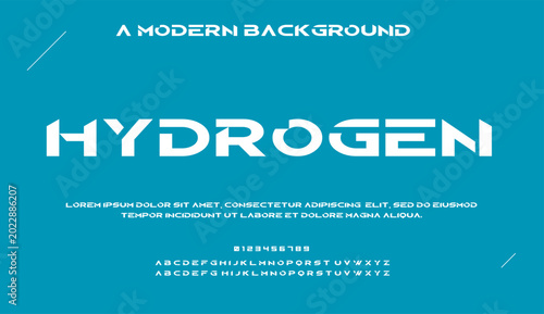 Fotografie Hydrogen font typography - Futuristic modern geometric sans serif typeface for b