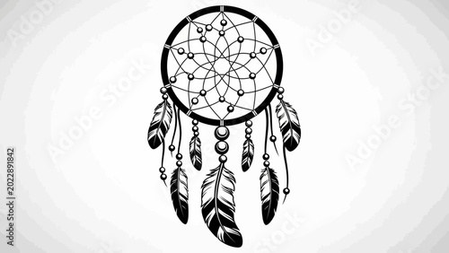Εκτύπωση καμβά Black and White Dreamcatcher Illustration
